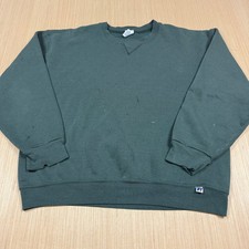 Vintage 90s y2k Russell Athletic Faded Dark Green Sweatshirt Distressed Large