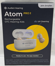 Audien Hearing Atom PRO 2 Rechargeable OTC Hearing Aids  UV Cleaning  NEW 