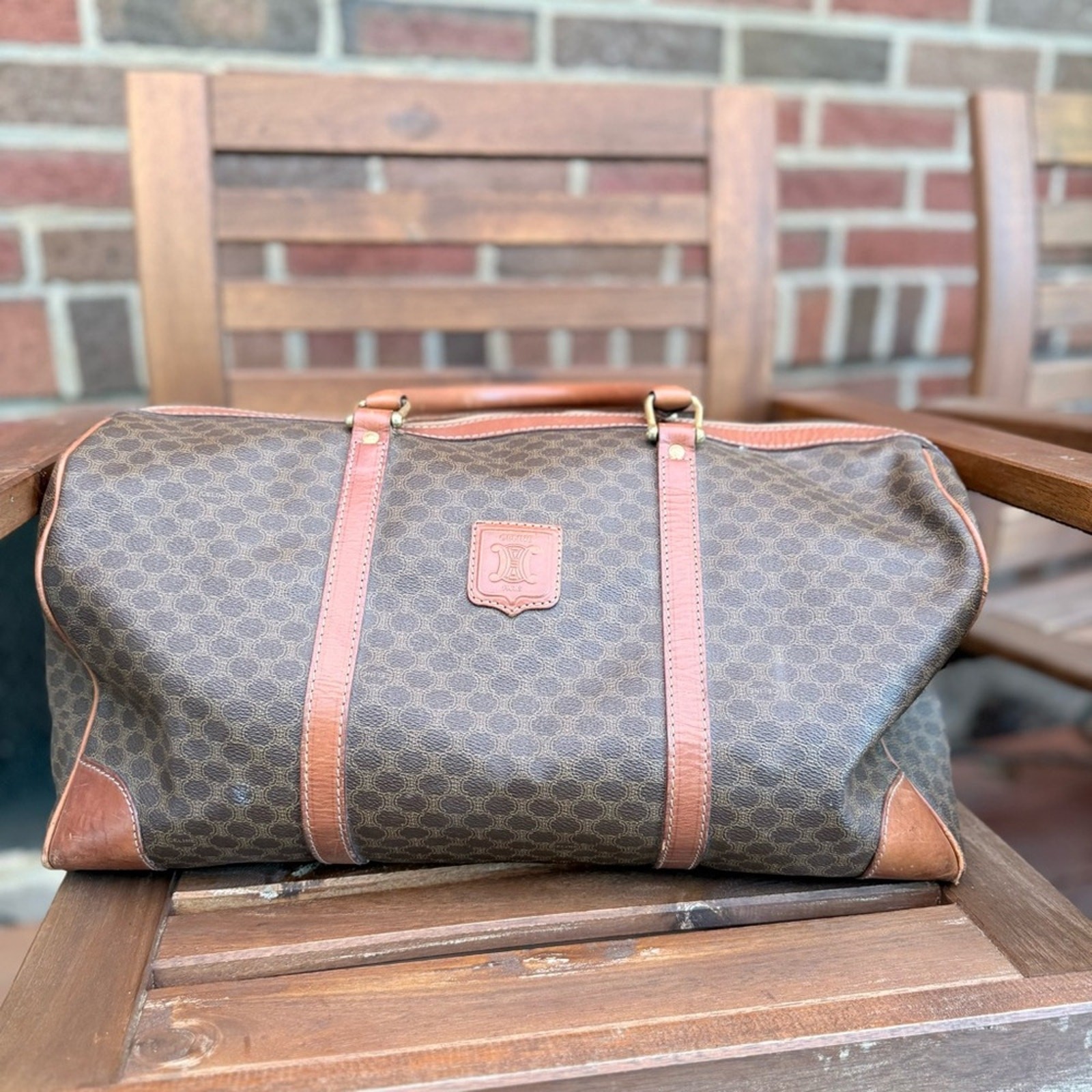 Celine Vintage Large Leather Travel Bag in Timeless Design