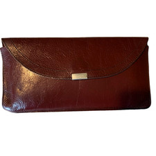 Vintage Burgundy Envelope Clutch Purse Ox Blood Flap  Snap Close READ 