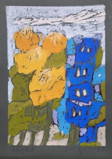 Klaus Fussmann pointed masterpiece pointed flowers great linocut