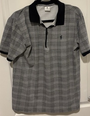 Father Sons Stretch Slim Fit Size 2XL Check Zip Polo Black/Grey