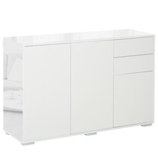 HOMCOM Mobiletto Multiuso 2 Cassetti e 2 Armadietti Apertura a Pressione Bianco