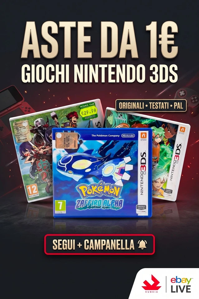 Aste da 1€ Pokémon Nintendo 3DS 2DS | Originali & Testati