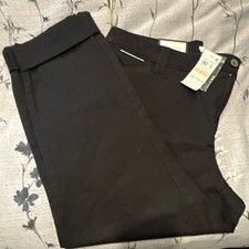 Charter Club Women's Slim Leg Deep Black Solid Pants Regular Size 12