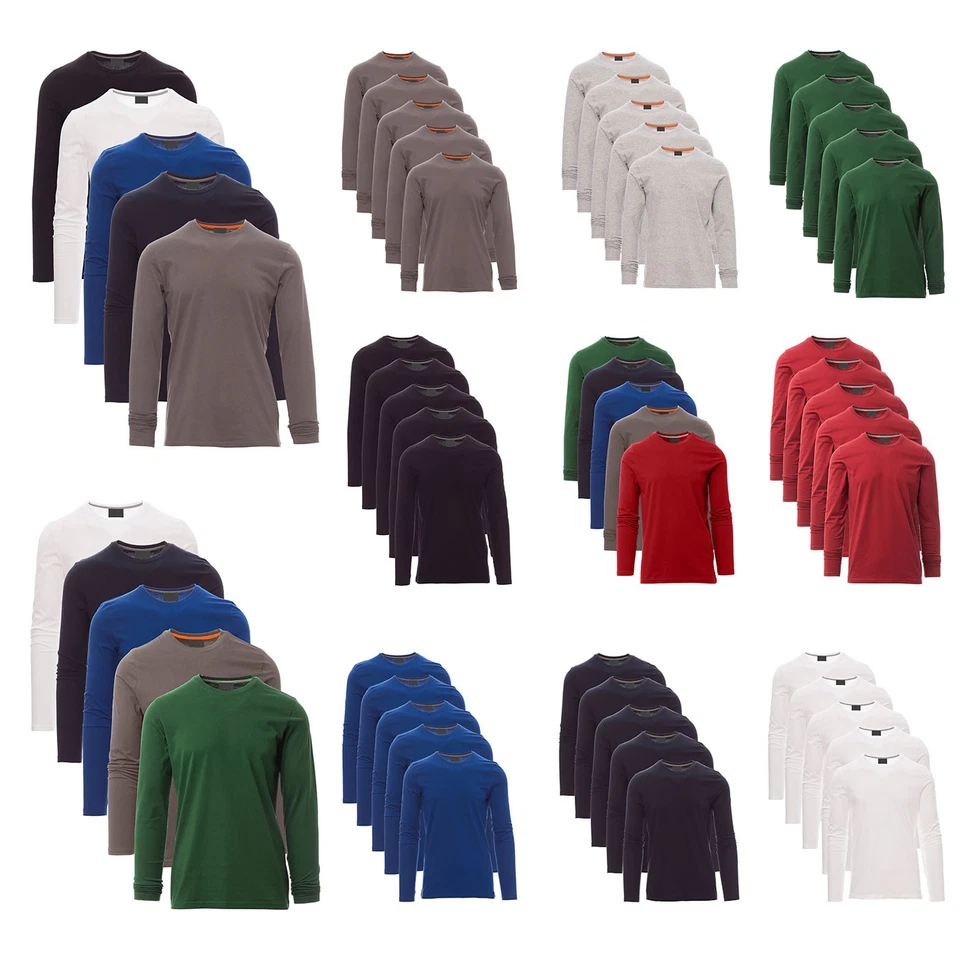 5er Pack Herren Langarmshirt Baumwolle Langarm T-Shirt Long Sleeve Sweatshirt - Bild 1 von 1