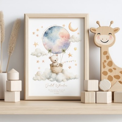 Personalisierte Sternenkarte Neu Baby individueller Druck, Geburtstag Sterne Kinder Himmel Poster