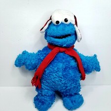 GUND Sesame Street Cookie Monster Blue Red Hat Scarf 17" Plush Stuffed Animal