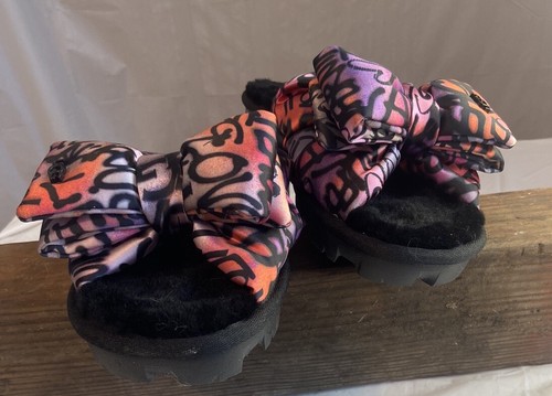 Women's UGG Pop Graffiti Rare Lushette Moccasin Slippers-RARE-Size 9-Excellent - Picture 9 of 9