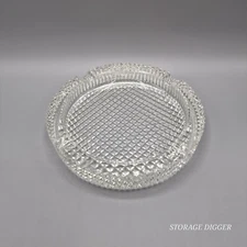 VTG Heavy Lead Crystal Round 4 Slot Table Top Ashtray Home Decor 7" Diameter