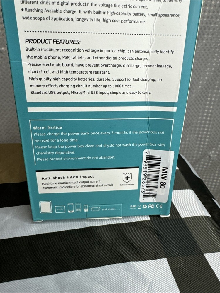 High-Capacity 3000mAh MW-MW80 Power Bank for Reliable Charging
