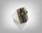 Vintage Unique Handmade Cross Ring by Ezi Zino | Brass & Sterling Silver 925