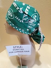 New York Jets NFL Women's Ponytail Surgical Scrub Hat/Cap Handmade