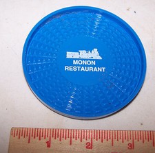 Blue Plastic MONON RESTAURANT Coaster GREENCASTLE INDIANA USA Made Railroad RR
