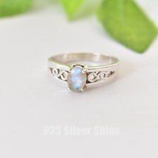 RAINBOW MOONSTONE NATURAL GEMSTONE 925 SOLID STERLING SILVER JEWELRY RING 3 TO12