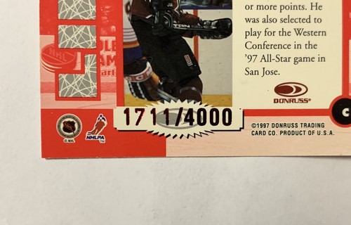 1997-98 Donruss /4000 Line 2 Line Peter Forsberg #4 Colorado Avalanche - Picture 3 of 3