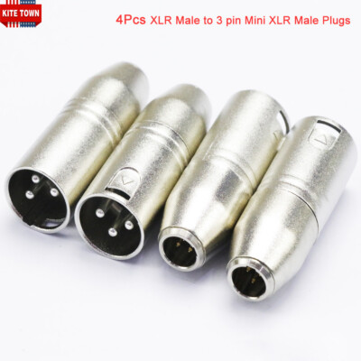 4 Pcs XLR Male to Mini XLR Male Audio Mic Microphone Connector