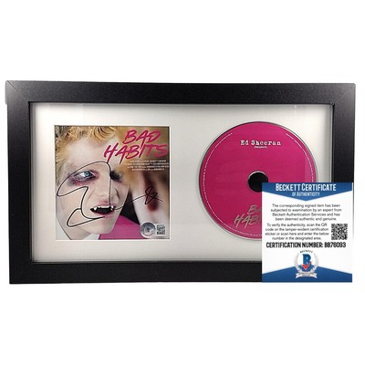 Ed Sheeran Signed CD Bad Habits Album Cover Framed Beckett Autograph COA Shivers
