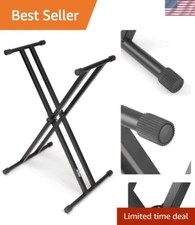 Sturdy Adjustable X-Frame Keyboard Stand - Black Aluminum Performance Gear