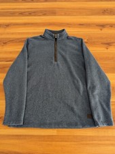 GH Bass Co Men's 1/4 Zip Pullover Knit Sweater Medium Blue Fleece Warm Outdoors