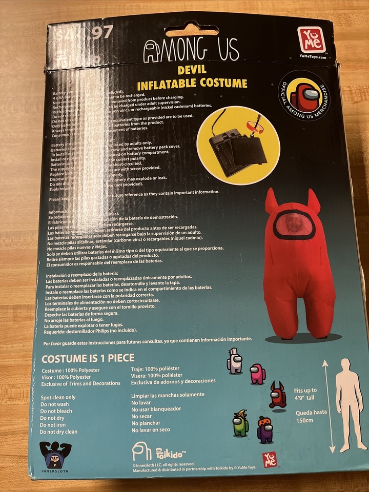 2 Costumes! Among Us Inflatable Crewmate Halloween Costumes, Red & Blue
