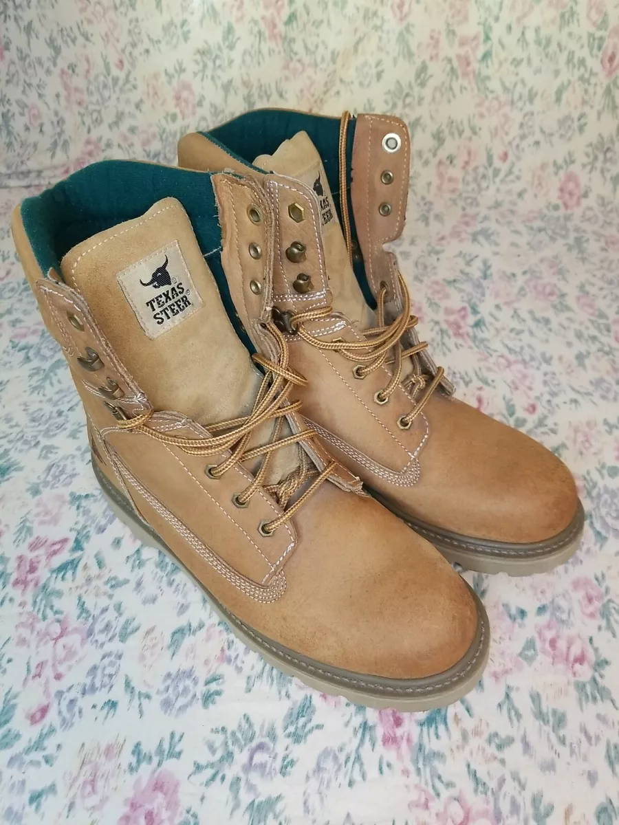 Texas Steer leather steel toe work boots Mens Size 11