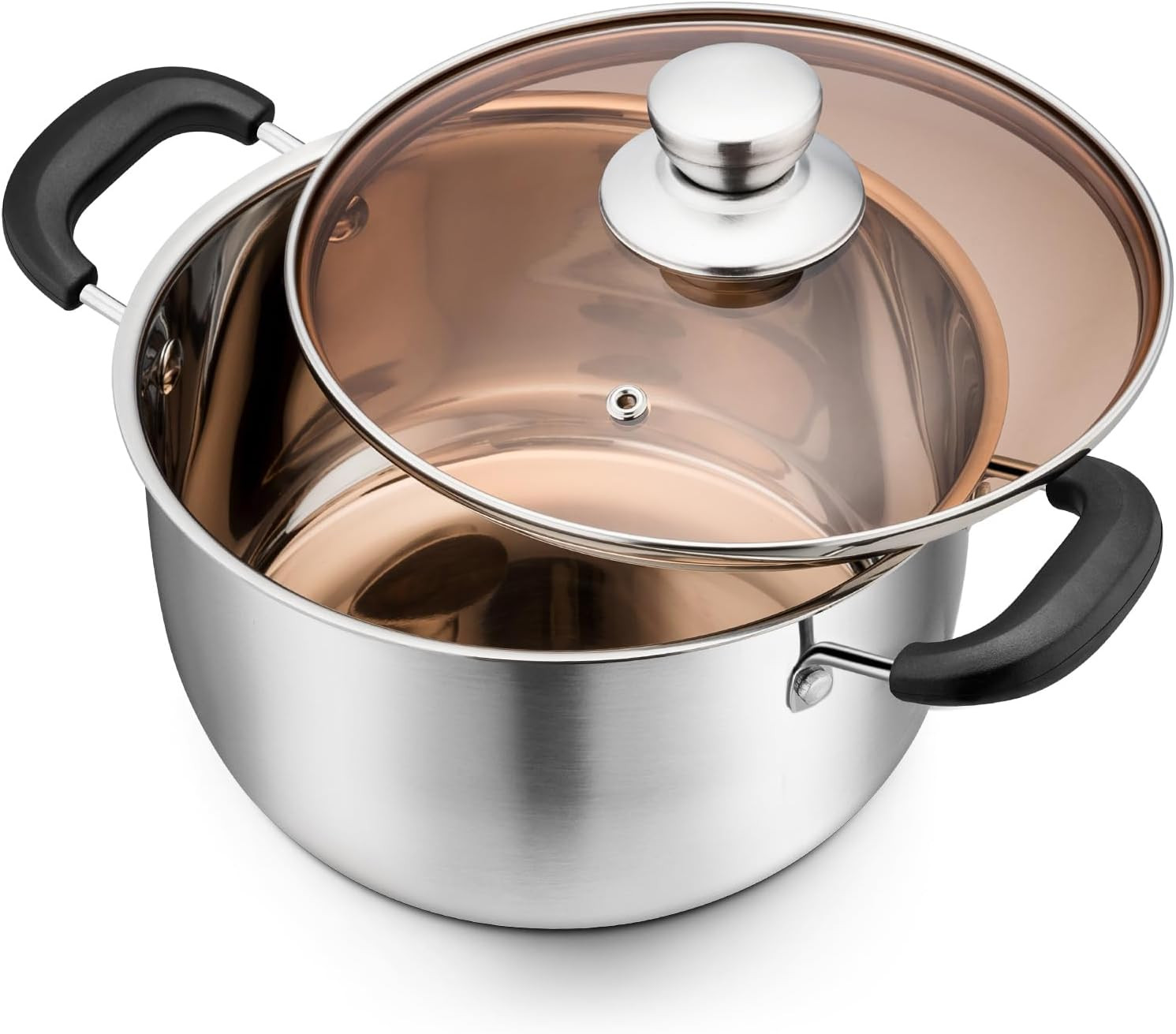 3 Quart Stockpot with Lid, Stainless Steel Small Cooking Pot with Lid for Soup,