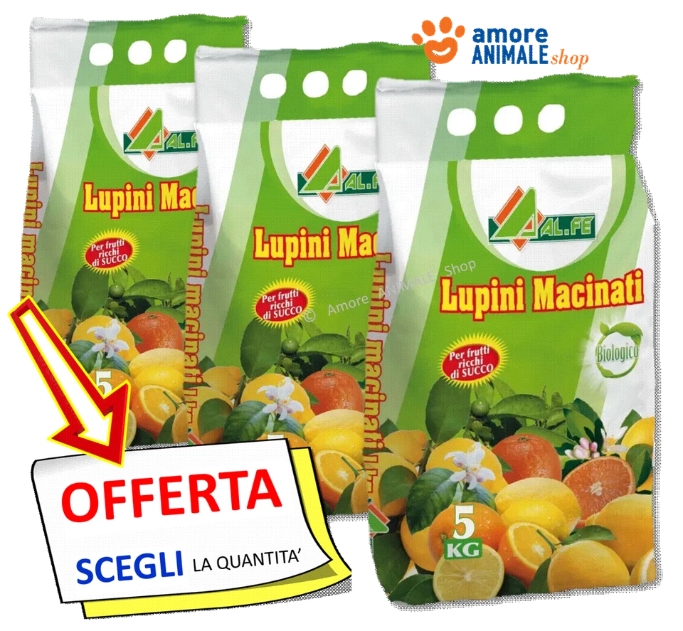 AL.FE Alfe LUPINI MACINATI → 1 / 5 kg - Concime Biologico per Limoni Piante Acidofile