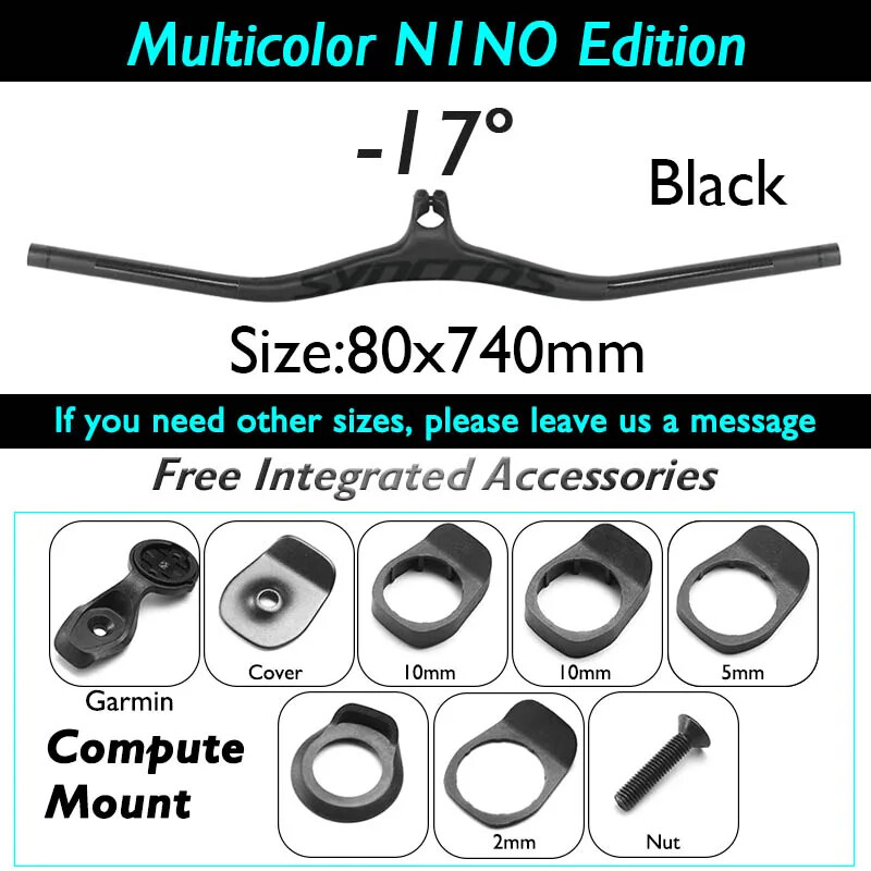 Carbon Fiber Mountain Bike Integrated Handlebar with Stem Angle 8/17