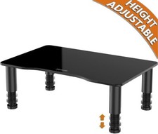 HEMUDU BLACK GLASS MONITOR RISER DESKTOP STAND  NEW  iMac XBOX PS4 PS3 HD01B-002