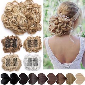 Large Comb Clip In Curly Hair Piece Chignon Updo Wedding Hairpiece