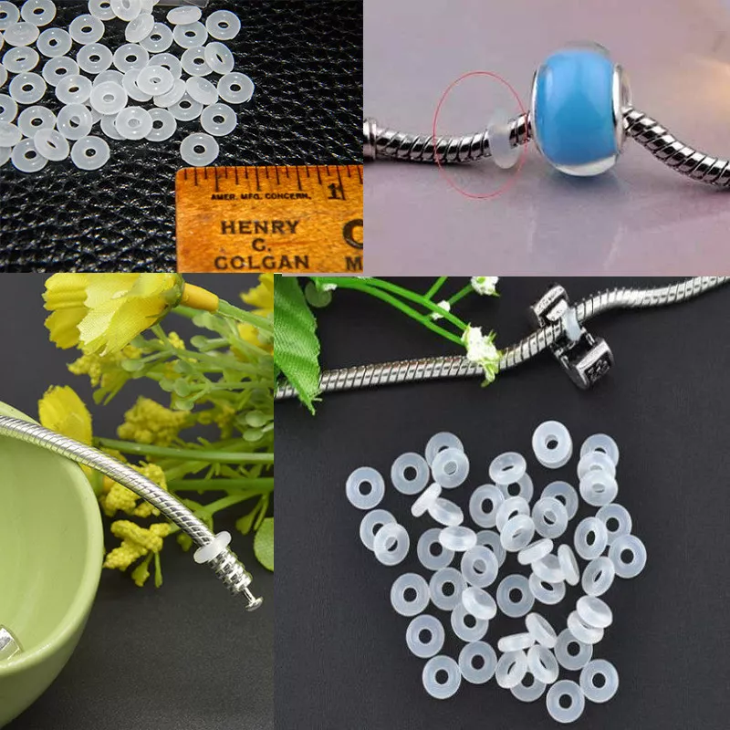 New 30pcs Silicone Rubber Rings Charm Stopper For Silver Bracelets