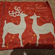 Christmas Throw Pillow Covers Set of 2 16" x 17" Red with Red Deer