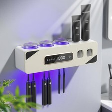 Smart 6 Toothbrush Holder Cleaner Sterilizer  Dryer w Dual Toothpaste Dispenser