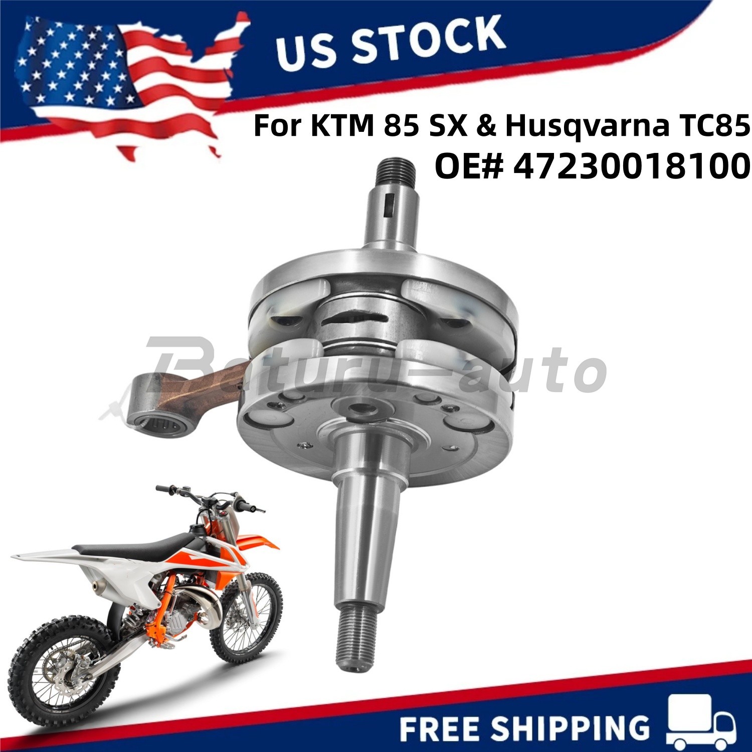 New Crankshaft 47230018100 For KTM 85 SX Husqvarna TC85 17/14 19/16 2018–2024