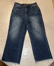 Judy Blue Wide Leg Crop denim jeans womens 9 29 29x24 raw hem JB88873