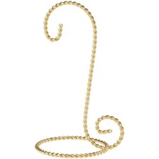 Small Twisted GoldToned Ornament Stand 5.5x3x3.5 Inch Metal Hanging Holder
