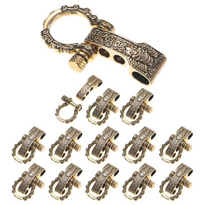 14-Pack Paracord Bracelet Shackle Buckle Pattern Type [Gold, Round Head]
