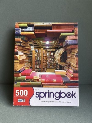 Vintage Springbok 500 Piece Puzzle Book Shop Library Made in USA Complete 20x20