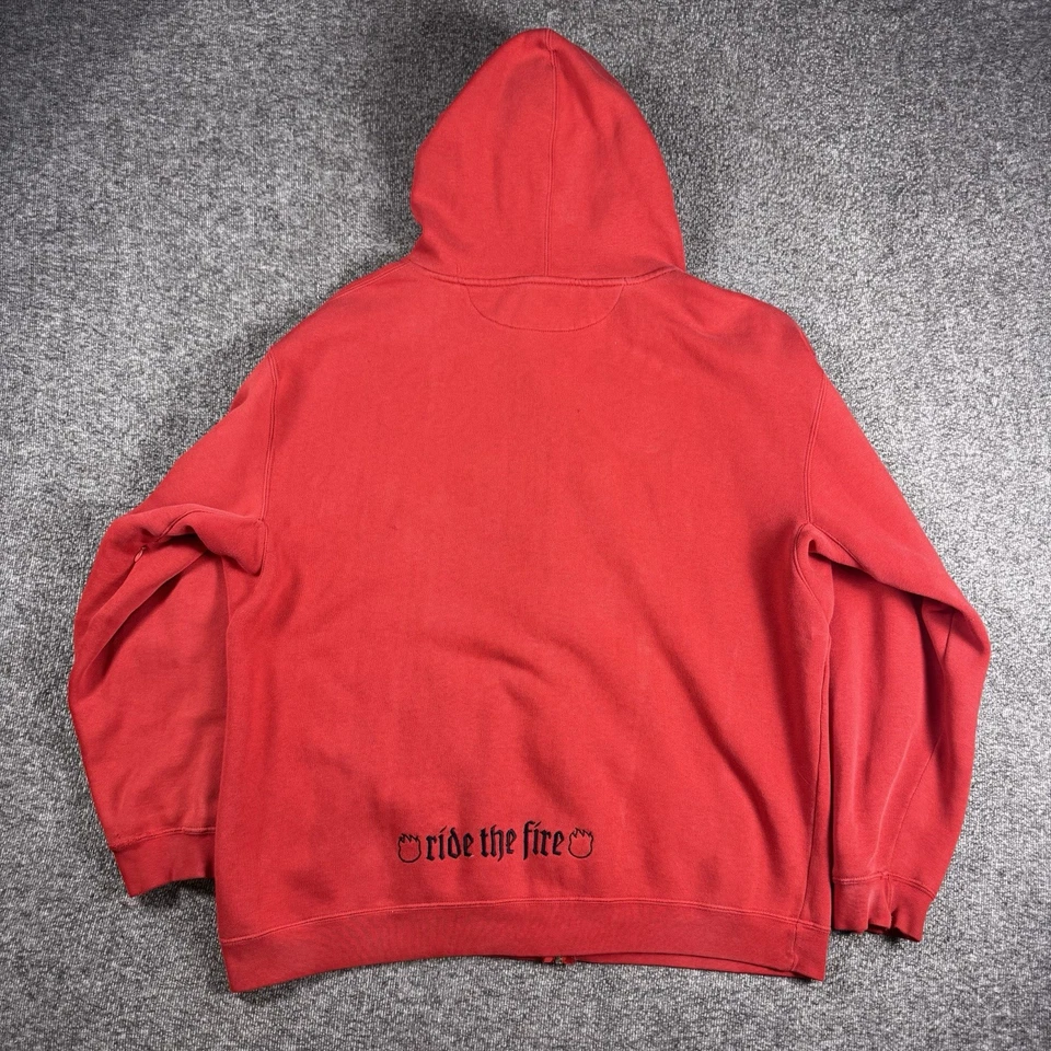 Chaqueta Spitfire De Colección Para Hombres XL Roja Con Capucha Cremallera Completa Patinador Y2K Foto 2 de 4