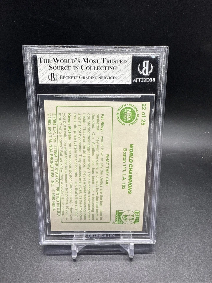 1984 Star Basketball Celtics Champs #22 ML Carr World Champions BGS 8 - Image 2 of 2