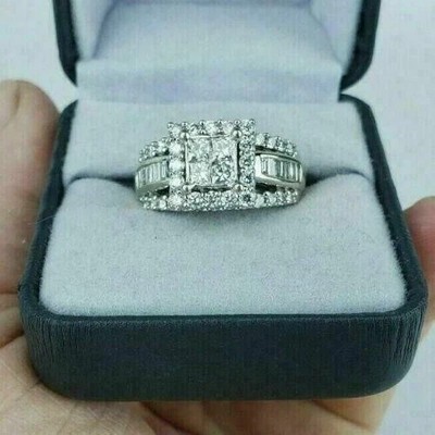 Princess Cut Lab Created Diamond Valentine's Special 14Ct Weißgold Finish Ring