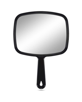 Large Handheld Mirror Barber Hairdressing Square Black 10.3x7.4 Inch