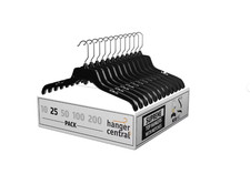 25 Pack Durable Plastic Clothing Hangers with Metal Swivel Hooks, 17 inch,Black