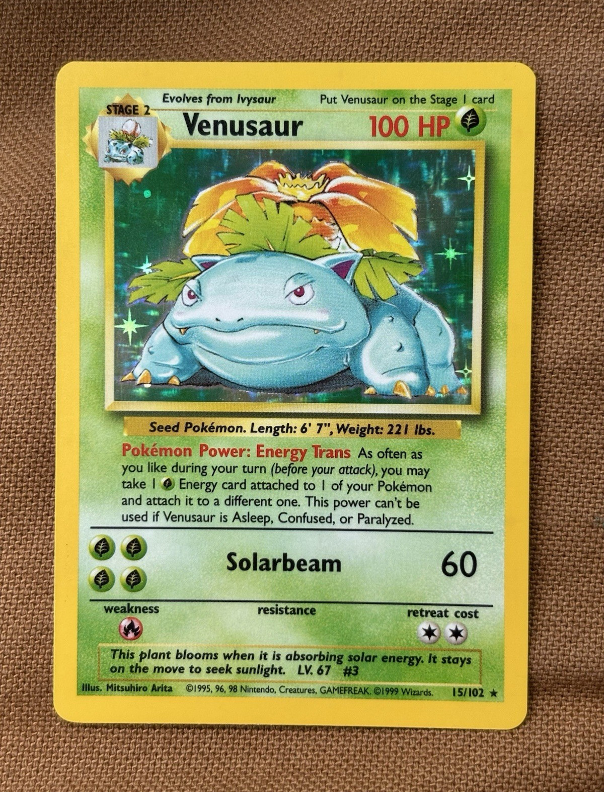 Venusaur (NEAR MINT) Base Set Holo Rare 15/102 1999-2000 WoTC Pokemon Card