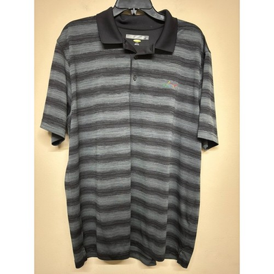 #ad #ad Greg Norman Shark Logo Polo Shirt Mens XL Black Gray Stripe Play Dry Golf $23.00