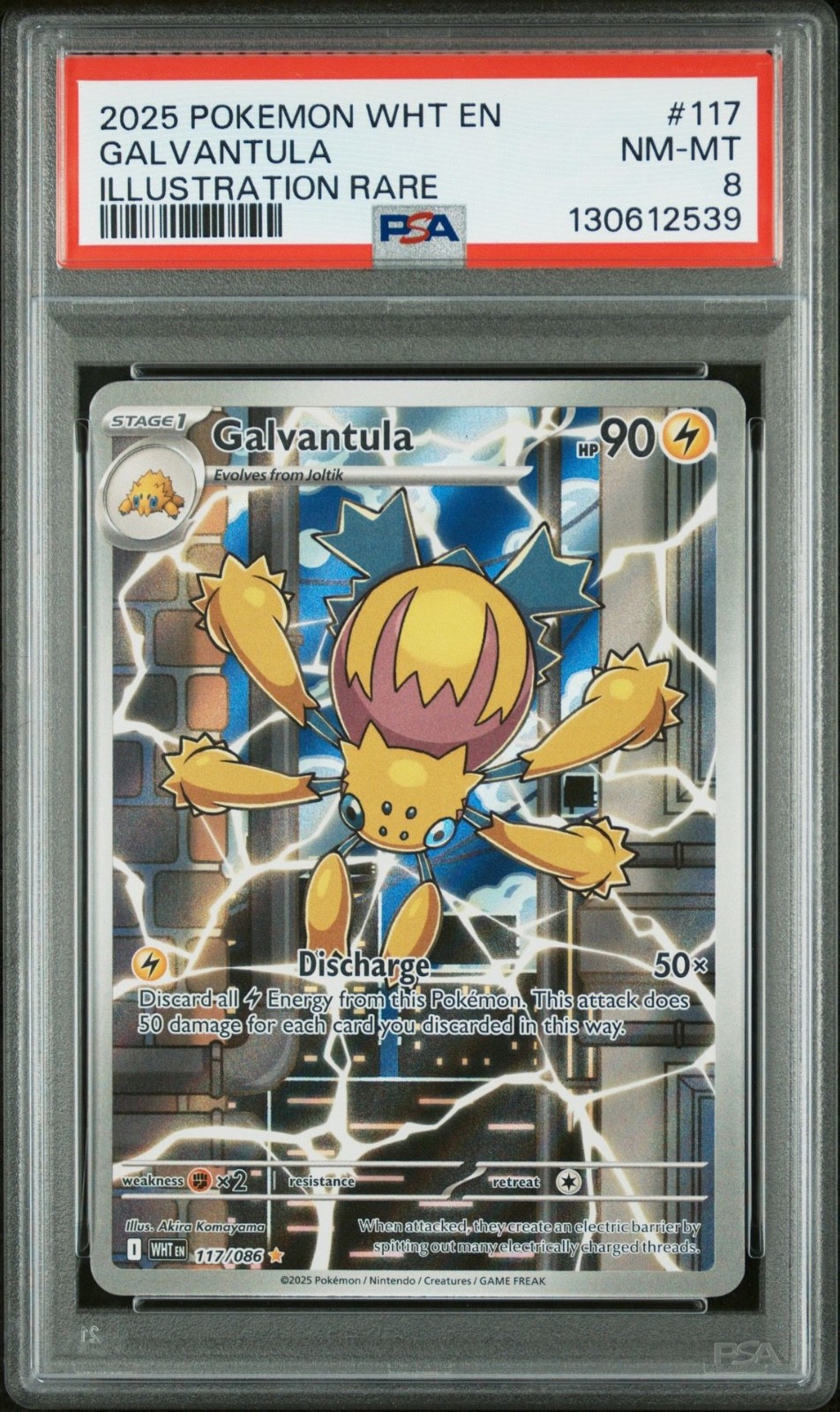 Galvantula 117/086 Sv: White Flare Holo Illustration Rare PSA 8