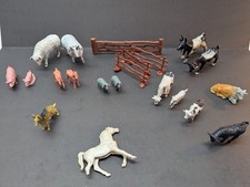 LOT OF 21 Vintage Plastic Farm Animals Pigs Cows Horse Sheep Dog