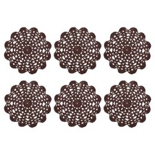 6Pcs Crocheted Cotton Doilies, 5.5" Lace Doilies Lace Placemats, Dark Brown