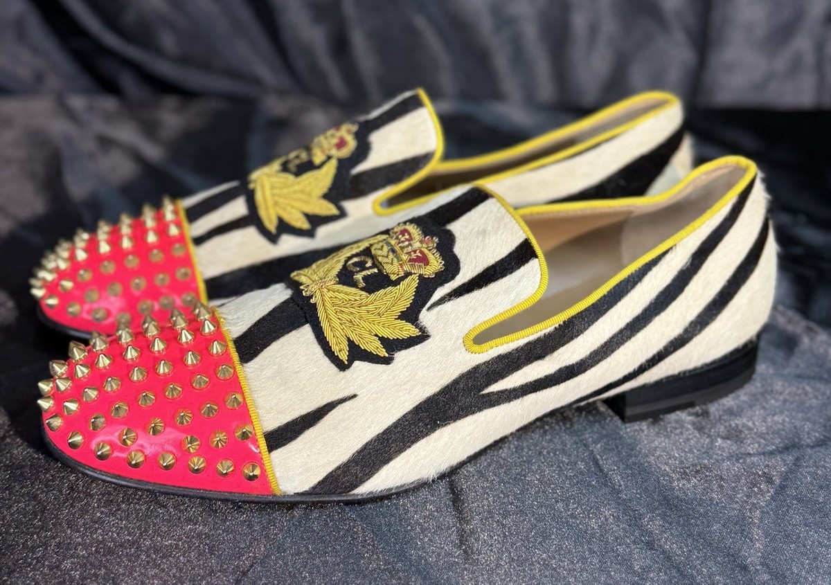 Christian Louboutin Dandelion Gold Spikes Shoes Size 10 US New Christian Louboutin Gold Suede Rollerboy Spikes Loafers Size  main image 4
